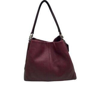 Coach Wine Pebbled Leather Madison Phoebe Shoulder Bag